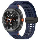 For Samsung Galaxy Watch8 40 / 44mm Magnetic Black Buckle Breathable Stitched Silicone Watch Band(Dark Blue) - 1