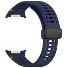 For Samsung Galaxy Watch8 40 / 44mm Magnetic Black Buckle Breathable Stitched Silicone Watch Band(Dark Blue) - 3