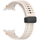For Samsung Galaxy Watch8 40 / 44mm Magnetic Black Buckle Breathable Stitched Silicone Watch Band(Starlight) - 3