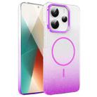 For Xiaomi Redmi Note 14 5G Gold Diamond Glitter Gradient MagSafe Shockproof Phone Case(Purple) - 1