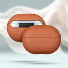 For Huawei FreeBuds Pro 4 Litchi Print Genuine Leather Bluetooth Headset Protective Case(Brown) - 1