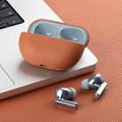 For Huawei FreeBuds Pro 4 Litchi Print Genuine Leather Bluetooth Headset Protective Case(Brown) - 2