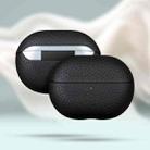 For Huawei FreeBuds Pro 4 Litchi Print Genuine Leather Bluetooth Headset Protective Case(Black) - 1