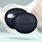 For Huawei FreeClip Litchi Print Genuine Leather Bluetooth Headset Protective Case(Dark Blue) - 1