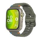 For Huawei Watch Fit 4 Pro / Fit 4 / Fit 3 Wave Texture Stitched Color Buckle Silicone Watch Band(Army Green) - 1