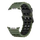 For Samsung Galaxy Watch 8 40 / 44mm Ocean Style Quick Release Buckle Two Color Silicone Watch Band(Army Green Black) - 2