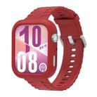 For Huawei Watch Fit 4 Silicone Watch Cover Integrated Wave Texture Silicone Watch Band(Red) - 2