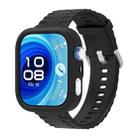 For Huawei Watch Fit 4 Pro Silicone Watch Cover Integrated Wave Texture Silicone Watch Band(Black) - 2