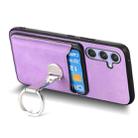 For Samsung Galaxy A15 Retro Folding Ring Holder Card Bag MagSafe Phone Case(Purple) - 3