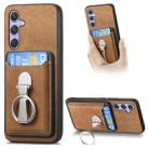 For Samsung Galaxy A24 5G Retro Folding Ring Holder Card Bag MagSafe Phone Case(Brown) - 1