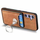 For Samsung Galaxy A24 5G Retro Folding Ring Holder Card Bag MagSafe Phone Case(Brown) - 3