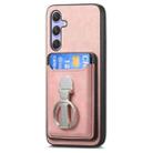 For Samsung Galaxy A24 5G Retro Folding Ring Holder Card Bag MagSafe Phone Case(Pink) - 2