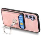 For Samsung Galaxy A24 5G Retro Folding Ring Holder Card Bag MagSafe Phone Case(Pink) - 3