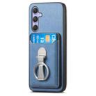 For Samsung Galaxy A54 5G Retro Folding Ring Holder Card Bag MagSafe Phone Case(Blue) - 2
