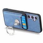 For Samsung Galaxy A54 5G Retro Folding Ring Holder Card Bag MagSafe Phone Case(Blue) - 3