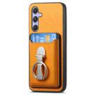 For Samsung Galaxy A55 5G Retro Folding Ring Holder Card Bag MagSafe Phone Case(Yellow) - 2