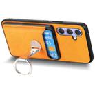 For Samsung Galaxy A55 5G Retro Folding Ring Holder Card Bag MagSafe Phone Case(Yellow) - 3