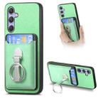 For Samsung Galaxy A55 5G Retro Folding Ring Holder Card Bag MagSafe Phone Case(Green) - 1