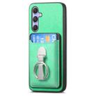 For Samsung Galaxy A55 5G Retro Folding Ring Holder Card Bag MagSafe Phone Case(Green) - 2