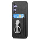 For Samsung Galaxy A26 5G Retro Folding Ring Holder Card Bag MagSafe Phone Case(Black) - 2