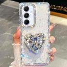 For Samsung Galaxy A56 5G Diamond Glitter Gemstone Heart Holder Phone Case(Transparent Stars) - 1