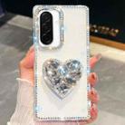 For Samsung Galaxy A26 5G Diamond Glitter Gemstone Heart Holder Phone Case(White) - 1