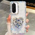 For Samsung Galaxy A26 5G Diamond Glitter Gemstone Heart Holder Phone Case(Transparent Stars) - 1