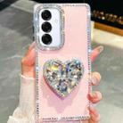 For Samsung Galaxy A16 5G Diamond Glitter Gemstone Heart Holder Phone Case(Light Pink) - 1