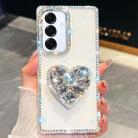 For Samsung Galaxy A16 5G Diamond Glitter Gemstone Heart Holder Phone Case(White) - 1