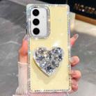 For Samsung Galaxy S24 FE 5G Diamond Glitter Gemstone Heart Holder Phone Case(Light Yellow) - 1