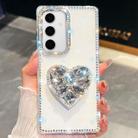 For Samsung Galaxy S24 FE 5G Diamond Glitter Gemstone Heart Holder Phone Case(White) - 1