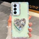 For Samsung Galaxy A15 5G Diamond Glitter Gemstone Heart Holder Phone Case(Light Green) - 1