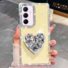 For Samsung Galaxy A35 5G Diamond Glitter Gemstone Heart Holder Phone Case(Light Yellow) - 1