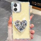 For Samsung Galaxy A07 5G Diamond Glitter Gemstone Heart Holder Phone Case(Light Yellow) - 1