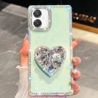 For Samsung Galaxy A07 5G Diamond Glitter Gemstone Heart Holder Phone Case(Light Green) - 1