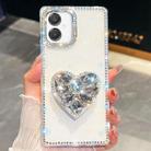 For Samsung Galaxy A07 5G Diamond Glitter Gemstone Heart Holder Phone Case(White) - 1