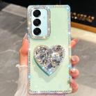 For Samsung Galaxy A17 5G Diamond Glitter Gemstone Heart Holder Phone Case(Light Green) - 1