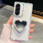 For Samsung Galaxy A26 5G Diamond Glitter Mirror Heart Holder Phone Case(Transparent) - 1