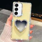 For Samsung Galaxy A16 5G Diamond Glitter Mirror Heart Holder Phone Case(Light Yellow) - 1