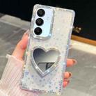 For Samsung Galaxy A15 5G Diamond Glitter Mirror Heart Holder Phone Case(Transparent Stars) - 1