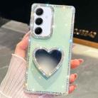 For Samsung Galaxy A55 5G Diamond Glitter Mirror Heart Holder Phone Case(Light Green) - 1