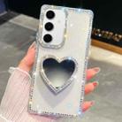 For Samsung Galaxy S24+ 5G Diamond Glitter Mirror Heart Holder Phone Case(Transparent) - 1