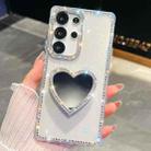 For Samsung Galaxy S23 Ultra 5G Diamond Glitter Mirror Heart Holder Phone Case(Transparent) - 1