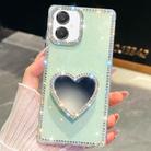 For Samsung Galaxy A07 5G Diamond Glitter Mirror Heart Holder Phone Case(Light Green) - 1