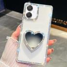 For Samsung Galaxy A07 5G Diamond Glitter Mirror Heart Holder Phone Case(White) - 1
