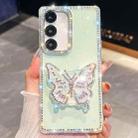 For Samsung Galaxy A36 5G Diamond Glitter Butterfly Holder Phone Case(Light Green) - 1