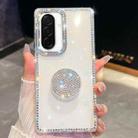 For Samsung Galaxy A26 5G Diamond Glitter Diamond Round Holder Phone Case(White) - 1