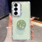 For Samsung Galaxy S25 5G Diamond Glitter Diamond Round Holder Phone Case(Light Green) - 1