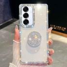 For Samsung Galaxy S25+ 5G Diamond Glitter Diamond Round Holder Phone Case(Transparent) - 1