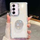 For Samsung Galaxy A35 5G Diamond Glitter Diamond Round Holder Phone Case(White) - 1